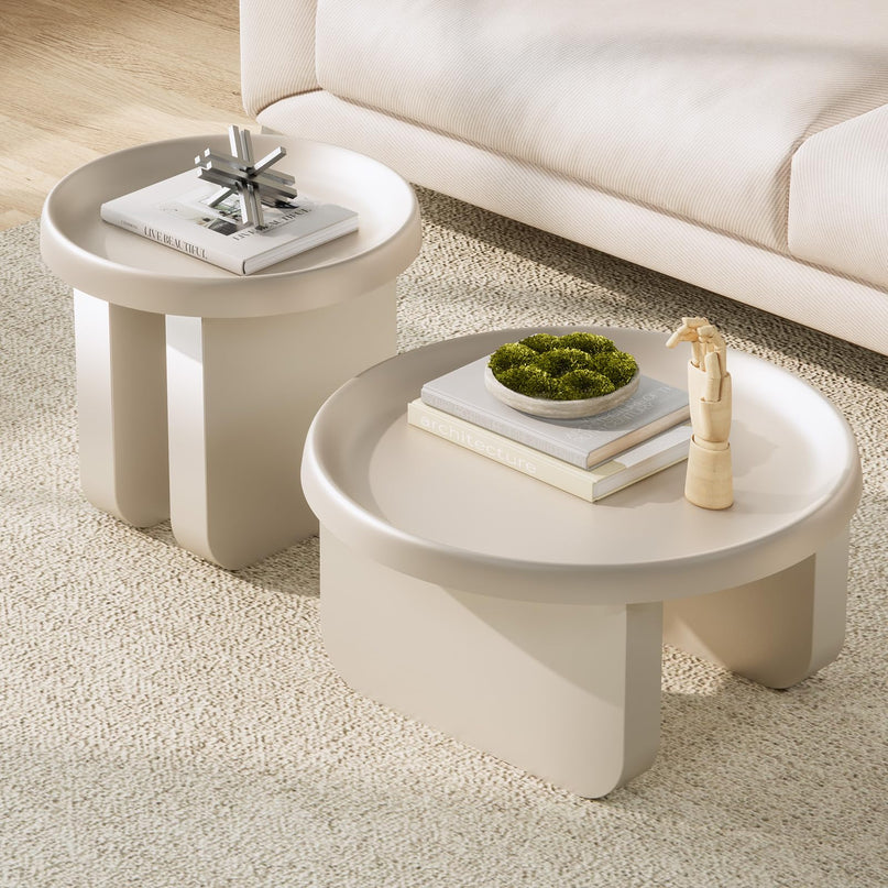Round Coffee Table,Modern Coffee Table,Unique Circle Coffee Tables,Metal Center Table for Living Room (Black, 29.5 x 16.5) LeafyLoom