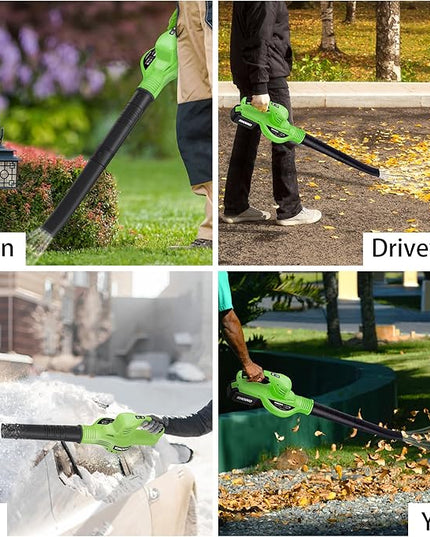 Cordless Leaf Blower 150MPH, Handheld Electric Leaf Blower with 4.0Ah Battery and Charger, 2 Speed Modes, 20V Battery Operated Leaf Blowers for Lawn Care, Patio, Blowing Leaves and Snow - LeafyLoom