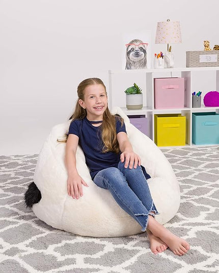 Posh Creations Cute Soft and Comfy Bean Bag Chair for Kids, Large, Animal - Ivory Cat - LeafyLoom