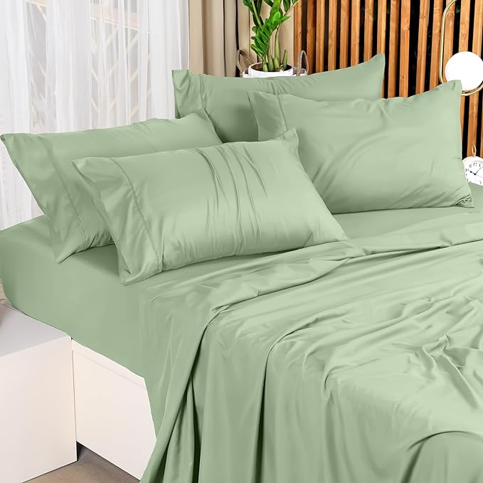 Utopia Bedding King Bed Sheets Set - 4 Piece Bedding - Brushed Microfiber - Shrinkage and Fade Resistant - Easy Care (King, Sage) - LeafyLoom