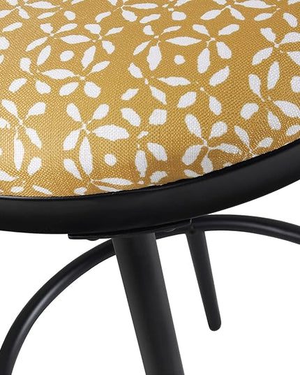 HomePop Upholstered Metal Barstool, Fabric Side Chairs for Dining Room, Kitchen and Living Room - Golden Yellow Print - LeafyLoom