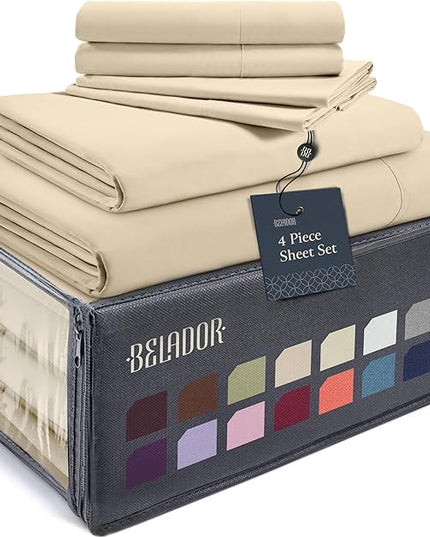 BELADOR Silky Soft Twin XL Sheet Set - Luxury Bed Sheets for Twin XL Size Bed, Secure-Fit Deep Pocket Sheets with Elastic, Breathable Hotel Sheets and Pillowcase Set, Wrinkle Free Oeko-Tex Sheets - LeafyLoom