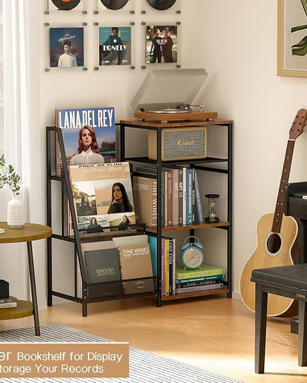 Vintage Bookshelf, Wooden Kids Bookshelf with 3-Tier Ladder Book Display Rack, Small Book Shelf Library Bookcase Storage Organizer, Short Wide Small Bookshelf Bookcase for HomeOffice - LeafyLoom
