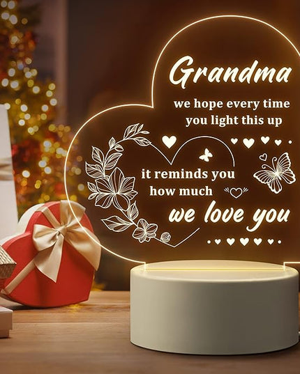 Gifts for Grandma, Grandma Gifts - Engraved Night Light, Grandma Birthday Gifts, Thanksgiving Christmas Mothers Day Gifts for Grandma, Nana, Grammy, Grandmother - LeafyLoom