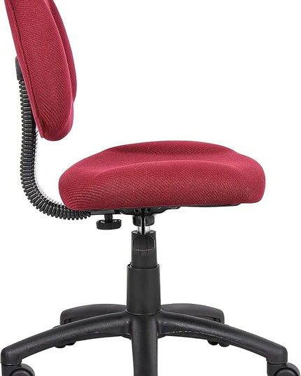 Boss Office Products Perfect Posture Delux Fabric Task Chair without Arms in Burgundy - LeafyLoom