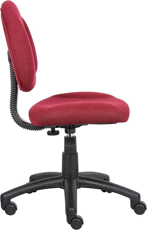 Boss Office Products Perfect Posture Delux Fabric Task Chair without Arms in Burgundy - LeafyLoom