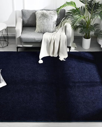 Area Rugs for Bedroom Living Room, 4x6 Navy Blue Super Soft Comfy Thickened Memory-Foam Indoor Carpets, Modern Aesthetic Minimalist Carpet for Boys Girls Adults Apartment Nursery Home Décor - LeafyLoom