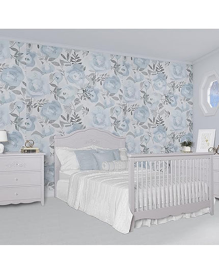 SweetPea Baby Rose 4-in-1 Convertible Crib in Silver Shimmer, Baby Crib with Spindles, Greenguard Gold Certified, Easy Assembly, Sustainable New Zealand Pinewood - LeafyLoom