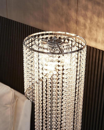 Silver Crystal Floor Lamp S Shape Chrome Finish - LeafyLoom