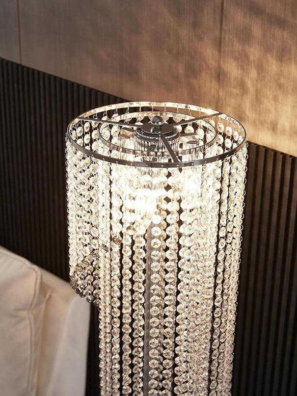 Silver Crystal Floor Lamp S Shape Chrome Finish - LeafyLoom