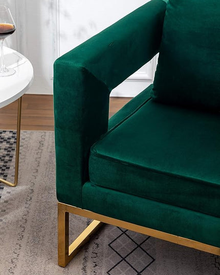 Roundhill Furniture Lenola Upholstered Accent Arm Chair, Green 27.5D x 29.75W x 34.5H in - LeafyLoom