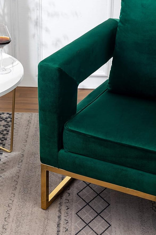 Roundhill Furniture Lenola Upholstered Accent Arm Chair, Green 27.5D x 29.75W x 34.5H in - LeafyLoom