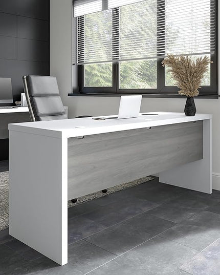 Bush Business Furniture Echo Computer Desk, 72W, Pure White and Shiplap Gray - LeafyLoom