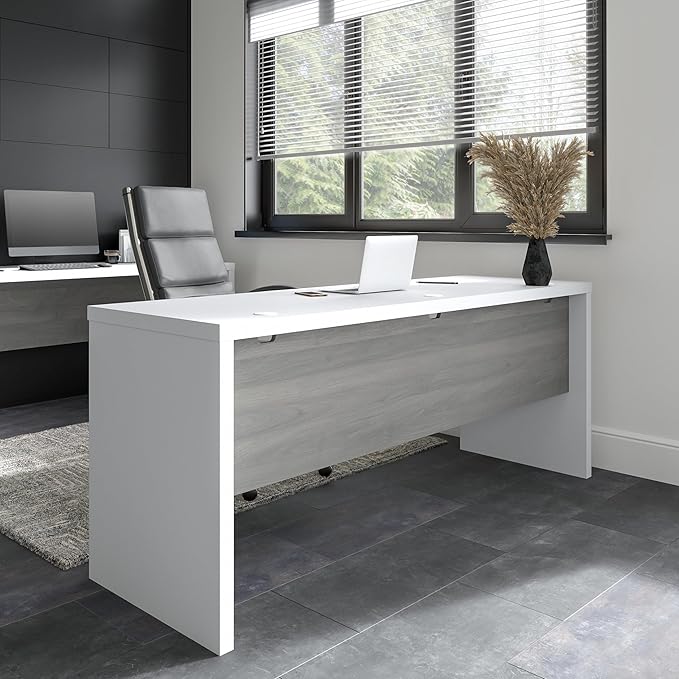 Bush Business Furniture Echo Computer Desk, 72W, Pure White and Shiplap Gray - LeafyLoom