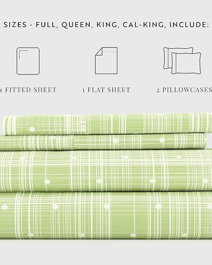 Linen Market 4 Piece Full Bedding Sheet Set (Moss Polka) - Sleep Better Than Ever with These Ultra-Soft & Cooling Bed Sheets for Your Full Size Bed - Deep Pocket Fits 16" Mattress - LeafyLoom