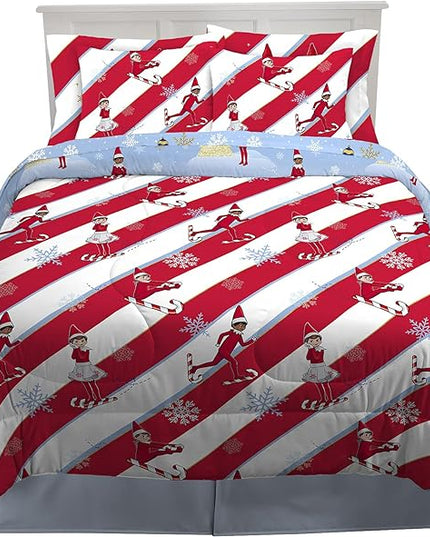 Franco Kids Bedding Soft Comforter and Sheet Set with Sham, 7 Piece Full Size, Elf on the Shelf - LeafyLoom