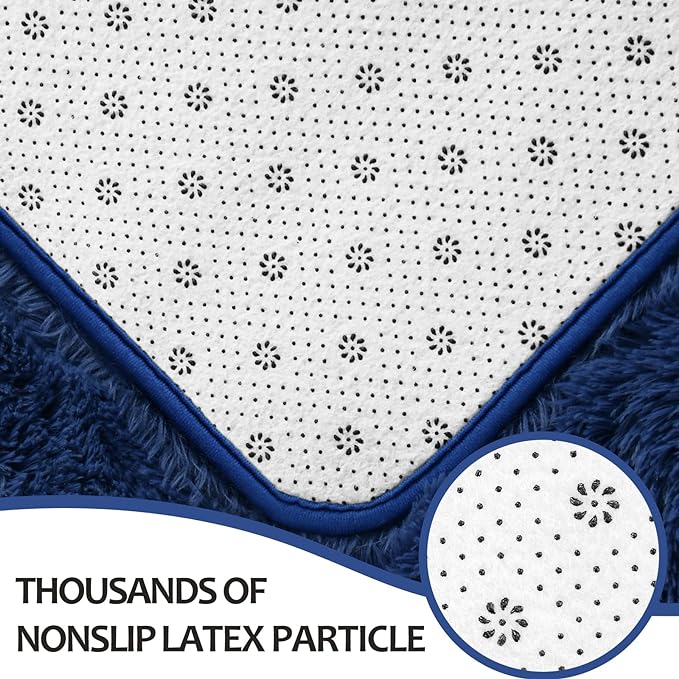 5x8 Large Area Rugs for Living Room, Super Soft Fluffy Modern Bedroom Rug, Navy Blue Indoor Shag Fuzzy Carpets for Girls Kids Nursery Room Home Decor - LeafyLoom