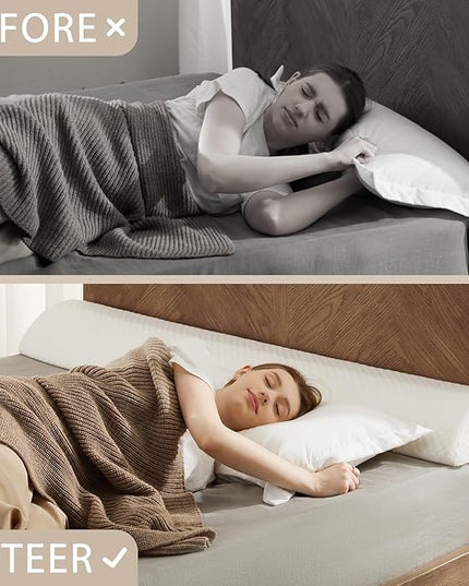 King Size Bed Wedge Pillow for Headboard Gap,76"x10"x6" Bed Gap Filler(0-8") Between Headboard and Mattress,Stop Loosing Your Pillows - LeafyLoom