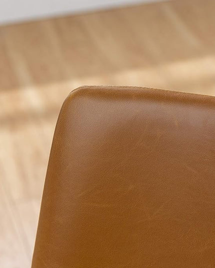 Walker Edison Douglas Urban Industrial Faux Leather Armless Dining Chairs, Set of 2, Whiskey Brown - LeafyLoom