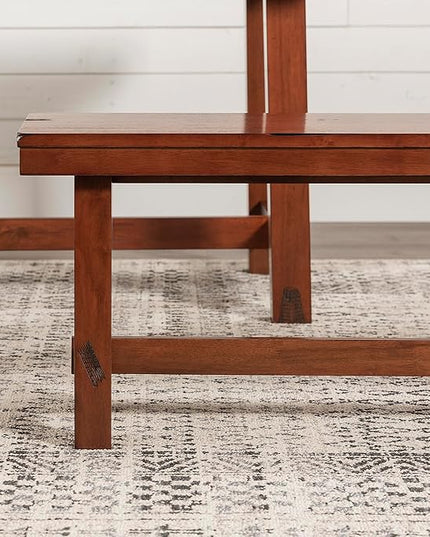 Walker Edison Rustic Farmhouse Wood Distressed Dining Room Kitchen Bench Armless Kitchen Table Set Dining Chairs, 60 Inch, 3 Person, Brown Oak - LeafyLoom