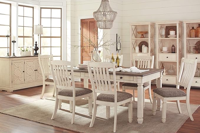 Signature Design by Ashley Bolanburg 20" Upholstered Dining Room Chair, Set of 2, Antique White - LeafyLoom