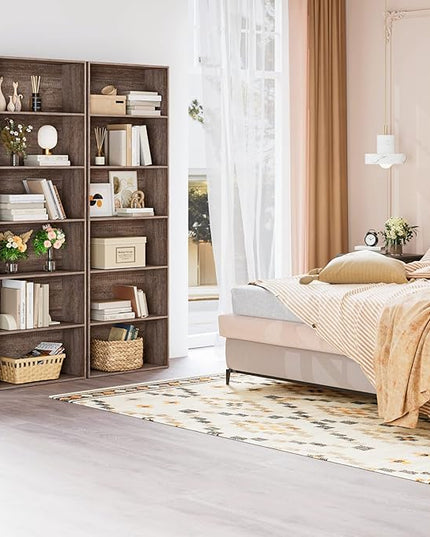 FOTOSOK 6-Tier Open Bookcase and Bookshelf, Freestanding Display Storage Shelves Tall Bookcase for Bedroom, Living Room and Office, Oak - LeafyLoom