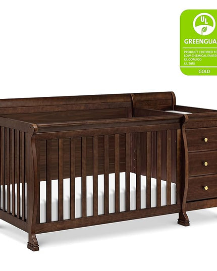 DaVinci Kalani 4-in-1 Convertible Crib and Changer Combo in Espresso - LeafyLoom