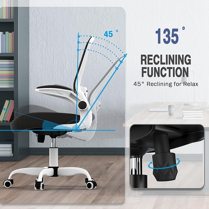 Office Chair, Ergonomic Desk Chair with Adjustable Lumbar Support, High Back Mesh Computer Chair with Flip-up Armrests-BIFMA Passed Task Chairs, Executive Chair for Home Office - LeafyLoom