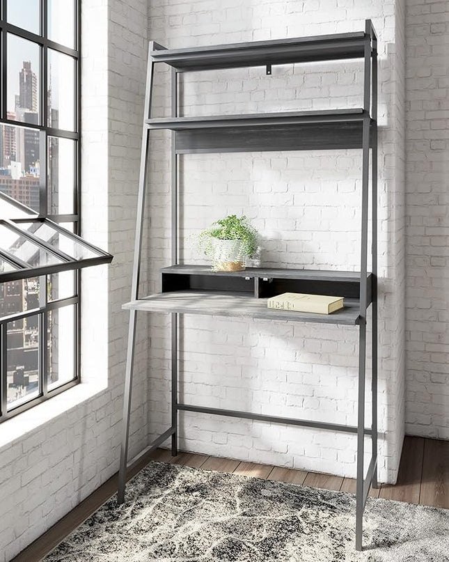 Signature Design by Ashley Yarlow Modern Home Office Writing Desk with Shelf, Black - LeafyLoom