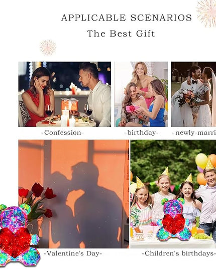 Glowing Teddy Bear Night Light LED Lights Up Bear Galaxy Bear Lamp for Girlfriend, Mom, Permanent Gift for Valentine's Day, Mother's Day, Anniversary and Birthday With Exquisite Transparent Gift Box - LeafyLoom