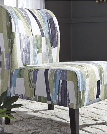 Signature Design by Ashley Triptis Abstract Print Contemporary Accent Chair, Green, Blue & White - LeafyLoom