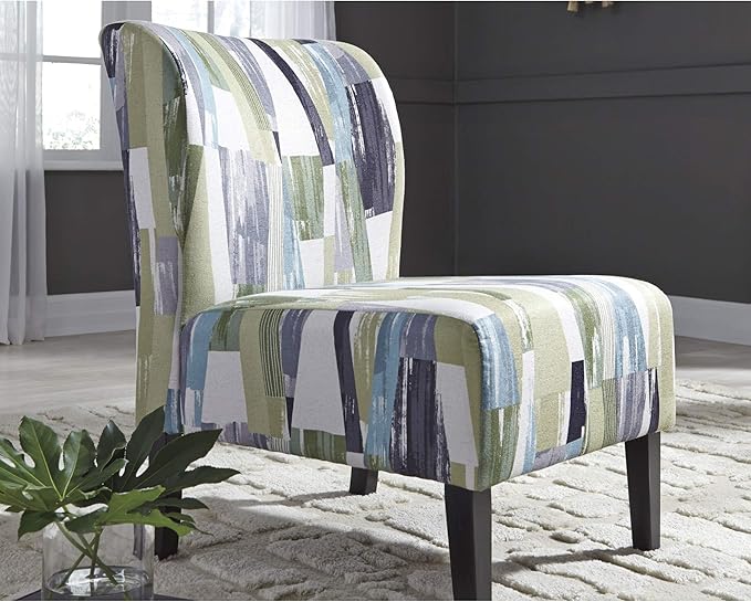 Signature Design by Ashley Triptis Abstract Print Contemporary Accent Chair, Green, Blue & White - LeafyLoom