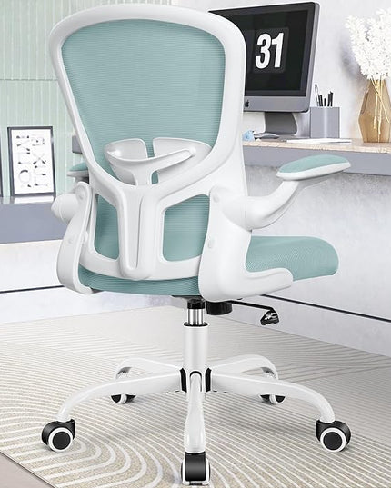 FelixKing Office Chair, Ergonomic Desk Chairs with Wheels Home Mesh Chair Adjustable Lumbar Support and Height, Ergo Chair for Working Gaming Use (Light Blue) - LeafyLoom