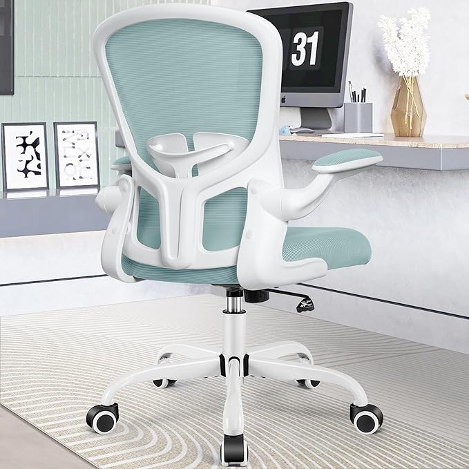 FelixKing Office Chair, Ergonomic Desk Chairs with Wheels Home Mesh Chair Adjustable Lumbar Support and Height, Ergo Chair for Working Gaming Use (Light Blue) - LeafyLoom