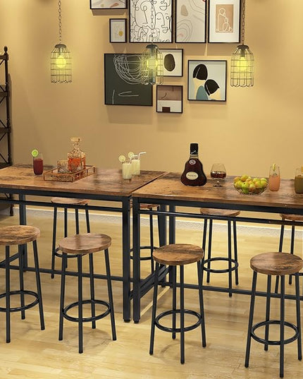 DKLGG Dinner Table Set for 4, Modern Kitchen Table and Chairs for 4 Wooden Top and Adjustable Metal Legs, Small Dining Room Table Set 5 Pieces Compact Design for Small Space - LeafyLoom
