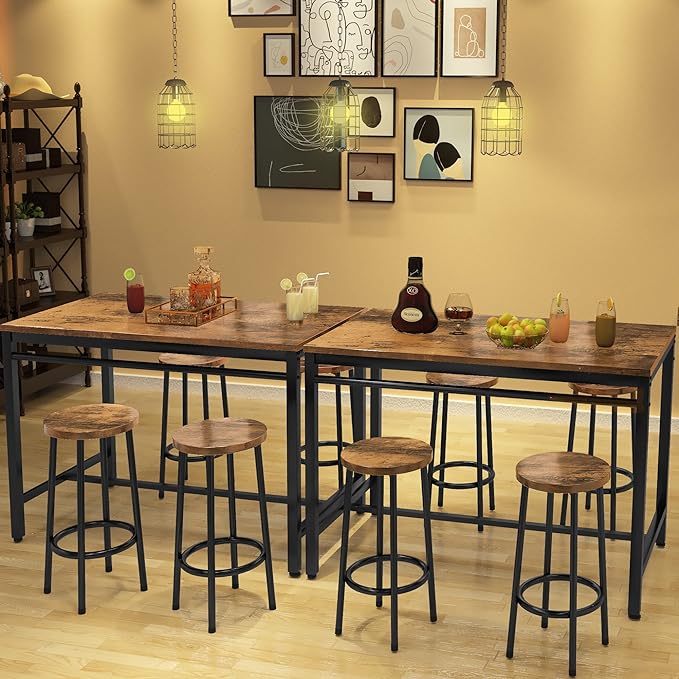 DKLGG Dinner Table Set for 4, Modern Kitchen Table and Chairs for 4 Wooden Top and Adjustable Metal Legs, Small Dining Room Table Set 5 Pieces Compact Design for Small Space - LeafyLoom