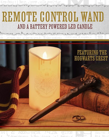 Paladone Hogwarts Crest Candle Light with Magical Wand Remote Control, Harry Potter Room Decor and Desk Accessories - LeafyLoom