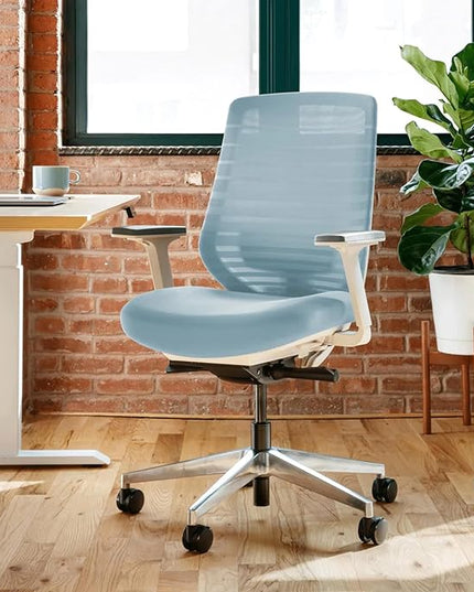 Branch Ergonomic Chair - A Versatile Desk Chair with Adjustable Lumbar Support, Breathable Mesh Backrest, and Smooth Wheels - Experience Optimal Comfort and Support - Light Blue - LeafyLoom