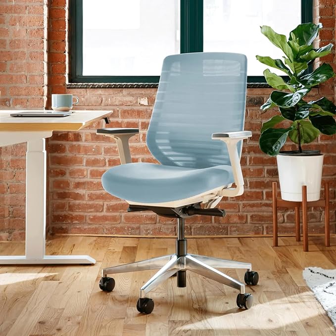 Branch Ergonomic Chair - A Versatile Desk Chair with Adjustable Lumbar Support, Breathable Mesh Backrest, and Smooth Wheels - Experience Optimal Comfort and Support - Light Blue - LeafyLoom