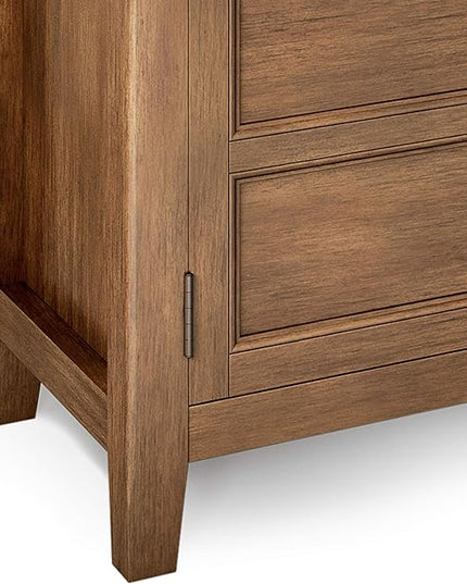 SIMPLIHOME Burlington SOLID WOOD 54 Inch Wide Transitional TV Media Stand in Rustic Natural Aged Brown for TVs up to 60 Inch, For the Living Room and Entertainment Center - LeafyLoom
