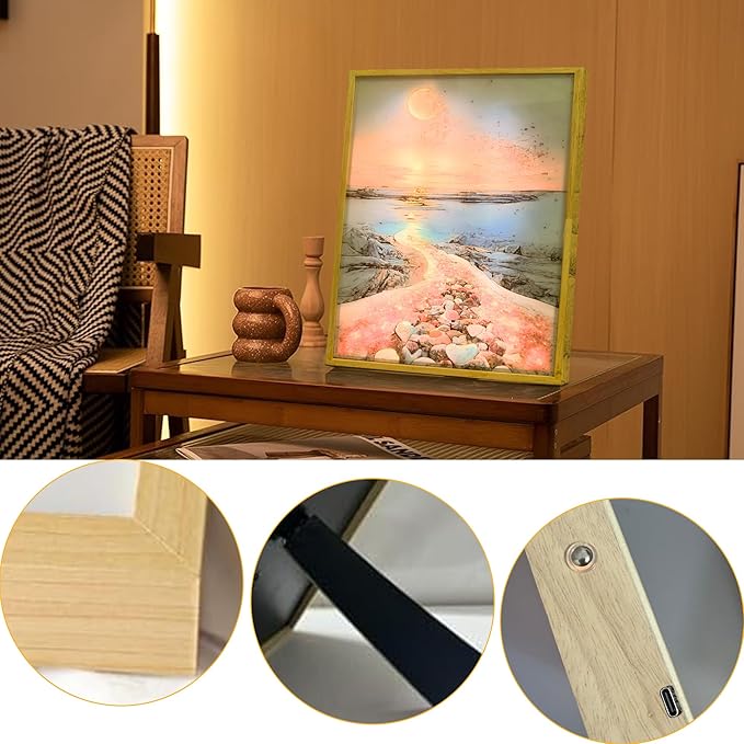 Light Up Painting Multicolor 3 Colors Table Wall Art Decor Lamp LED Desk Night Light Paint for Home Room Bedroom Office Decoration Housewarming(Original) - LeafyLoom