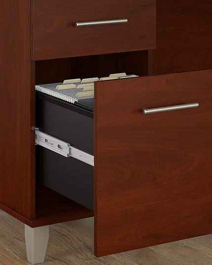 Bush Furniture Somerset 72W Office Desk with Drawers in Hansen Cherry - LeafyLoom