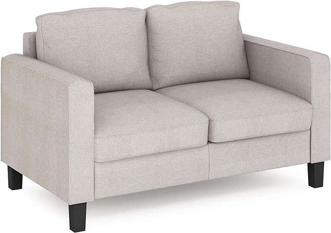 Furinno Bayonne Modern Upholstered Loveseat/Sofa Couch for Living Room, Fog - LeafyLoom