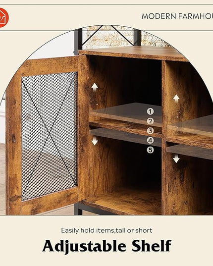 WLIVE TV Stand 55 inch TV,Tall Entertainment Center with Storage, Farmhouse Industrial TV Console for Bedroom Living Room, Rustic Brown - LeafyLoom