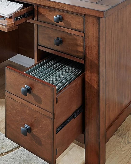 Tahoe Aged Maple Executive Pedestal Desk by Home Styles, 5412-18 - LeafyLoom