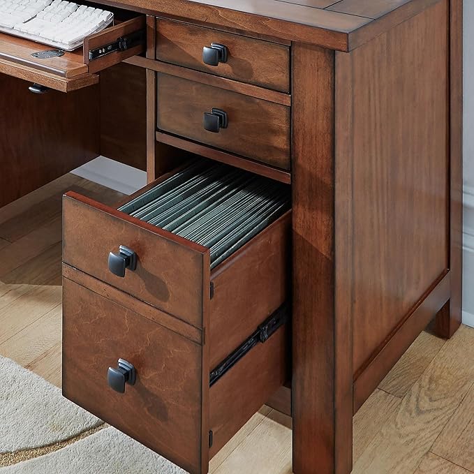 Tahoe Aged Maple Executive Pedestal Desk by Home Styles, 5412-18 - LeafyLoom