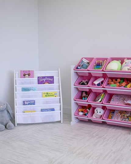 Humble Crew, White/Pink 12 Bin Toy Storage Organizer - LeafyLoom