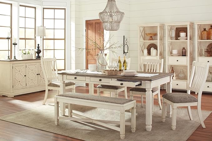 Signature Design by Ashley Bolanburg 20" Upholstered Dining Room Chair, Set of 2, Antique White - LeafyLoom