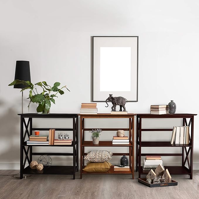 Casual Home Montego 3-Shelf Bookcase, Walnut (New) - LeafyLoom