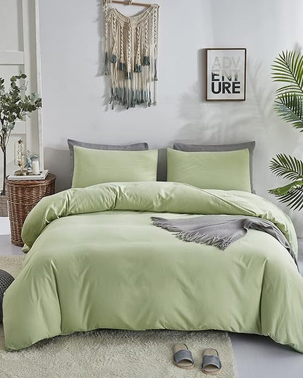 Light Green Comforter Set King Solid Sage Green Bedding Set Lightweight Women Soft Light Mint Green Blanket 3 PCs Durable Comforter Set King Men Breathable Sage Green Bed Comforter Set - LeafyLoom